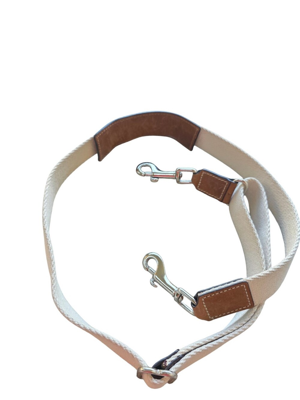 Canvas and Leather Adjustable Strap in Cream with Brown Accents